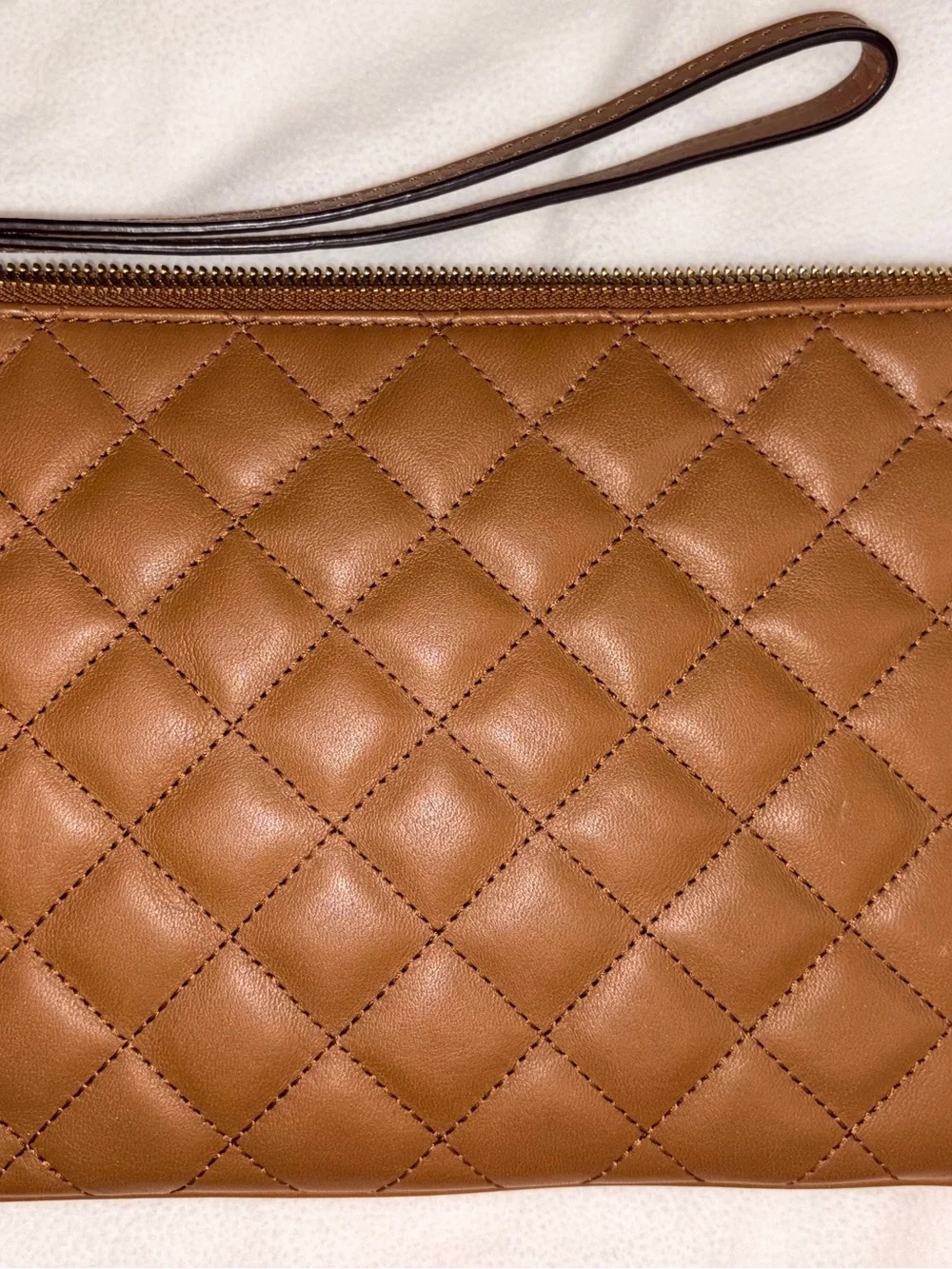 Michael Kors Caramel Quilted Leather Wristlet with Gold Hardware - Picture 2 of 4